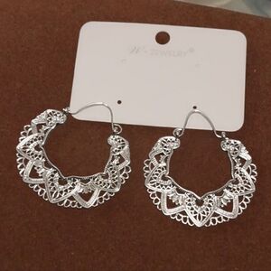 Silver Cut Out Mandala Hoop Earrings